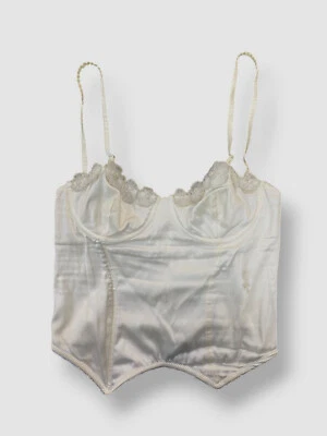 Kiki De Montparnasse Mujer Marfil Chouchou Adornado Elástico-Seda Bustier Talla M Foto 1 de 4