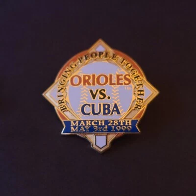 March 28 ~ May 3, 1999 MLB Orioles vs Cuba Lapel Pin - Bringing People Together - Image 1 of 3