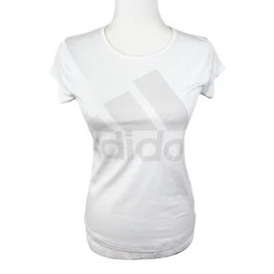Adidas Shirt Youth Extra Large White Short Sleeve Logo Graphic Active Athletic - Picture 1 of 10
