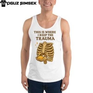 Tank "This Is Where I Keep The Trauma" | Glittery Ribcage Humor Tee - Bild 1 von 28