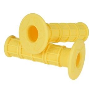 Pairs Hand Grips Handle Bar Yellow Rubber 7/8" & 1" For Kwasaki KX125 1974-2005  - Picture 1 of 7