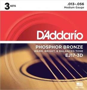 Cuerdas para guitarra acústica D'Addario Phosphor Bronze EJ17-3D Med *3 CONJUNTOS COMPLETOS* - Imagen 1 de 1