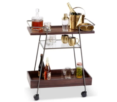 Carrinho de bar Hotel Collection, carrinho de servir rodas rack de vinho e utensílios de bar para bebidas alcoólicas - Imagem 1 de 4