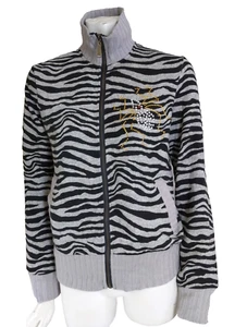 DSQUARED2 XL Cardigan Jacket Spider Studded Cotton Knit Striped Full Zip Italy - Picture 1 of 10