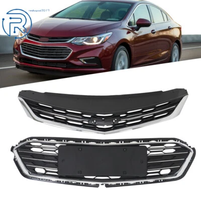 Front Upper + Lower Side Grille Chrome＆Black For Chevrolet Cruze 2016 2017 2018 Foto 1 de 4