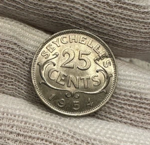 1954 SEYCHELLES 25 CENTS KM-11 NICE - FREE USA SHIPPING! B3193 - Picture 1 of 2