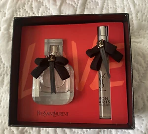 Mon Paris By Ysl 2pc Set Parfum Spray 1.0 OZ TRAVEL SPRAY .33 oz New In Box - Picture 1 of 2