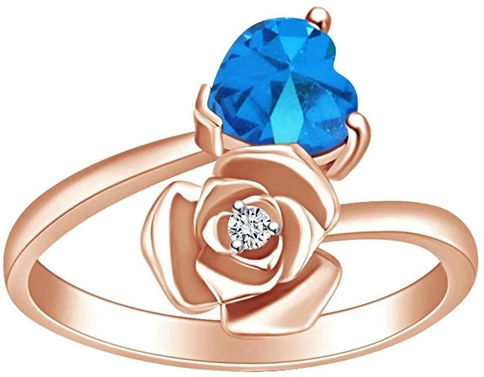 Heart Shape Simulated Blue-Topaz W/ Promise Ring in Silver - Image 1 of 1