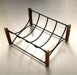 Mid Century Modern Log  Rack  Steel, Wood & Brass - Picture 1 of 9
