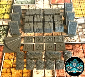 HeroQuest 35 Piece Dungeon Scatter Scenery Set - Secret Door - Pit Trap - Block - Picture 1 of 8