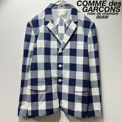 Comme des Garcons Robe de Chambre 00AW Blazer 格纹定制夹克蓝色 — 第 1/4 张图片