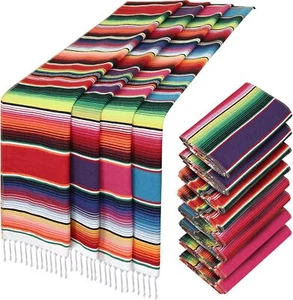 Holicolor Mexican Table Runner, 8 Pack 14x110 Inch 4 Colors Mexican Party Decor - Picture 1 of 7