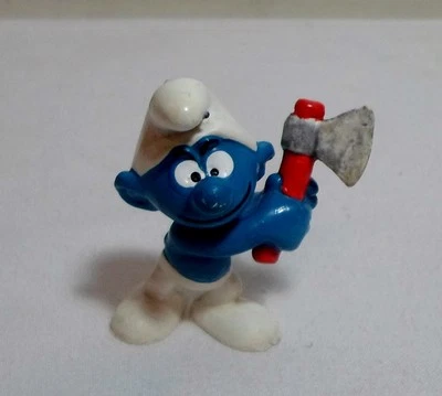 FIGURA DE PVC PEYO SCHLEICH DE COLECCIÓN PITUFO CORTADOR DE MADERA 20087 2"" Foto 1 de 4