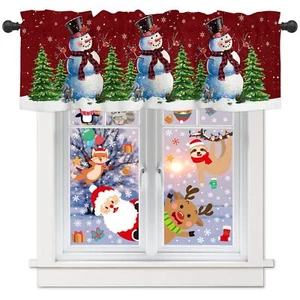 Christmas Snowman Curtain Valance for Kitchen Window Christmas Tree Valances... - Picture 1 of 7