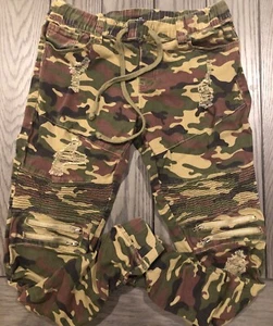 Rue 21 Stretch Cotton Camouflage Skinny Pants Leggings Destroyed~w/Zippers~12 - Picture 1 of 11