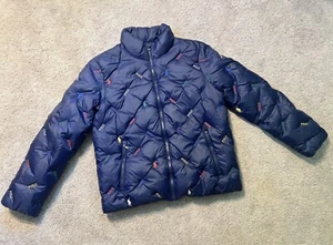 Polo Ralph Lauren Girls size L(12-14) Navy All Over Logo Quilted Down Jacket NWT - Picture 1 of 7