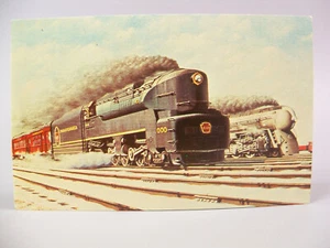 RACE OF THE TITANS Englewood IL Pennsylvania RR NY Central Railroad Postcard - Picture 1 of 5