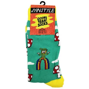 Oooh Yeah Green Happy Shrooms Mens Dress Socks OSFM Size 8-13 Gift Him - Picture 1 of 5