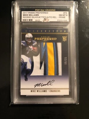 Mike Williams 2017 Panini Preferred Rookie Stilhouettes Auto NM-MT 8 8/25 - Image 1 of 4