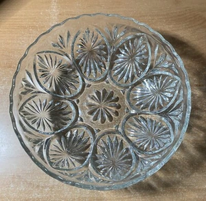 Vintage Anchor Hocking Cameo & Star cristallo trasparente capesante servizio matrimonio ciotola 8" - Foto 1 di 9