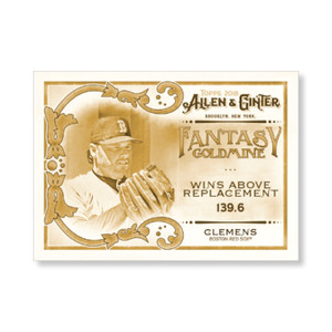 FG-45 Roger Clemens gold /10 made 5x7 2018 Topps Allen & Ginter Fantasy Goldmine