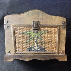 Vintage Rattan Wicker Wood Brass Box Treasure Chest Storage Trunk  Bombay Style