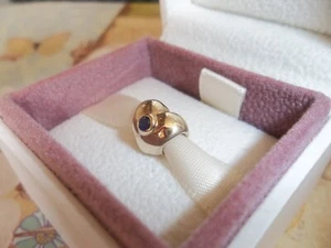 Genuino Auténtico Pandora Oro 14ct y Zafiro Corazón Hinchado Dije 750294SA - Imagen 1 de 5