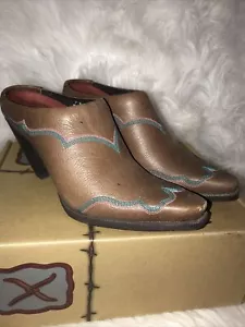 Twisted X 7B Women’s High Heel Mule Western Dark Brown Leather WHHM001 W/Box!! - Picture 1 of 12