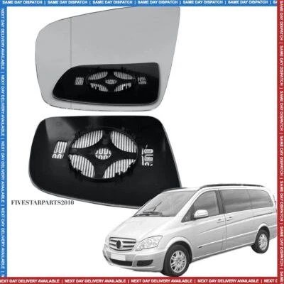 Left Wide Angle side wing mirror glass for Mercedes Viano W639 10-14 heated - Image 1 of 4