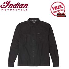 GENUINE INDIAN MOTORCYCLE BRAND DENIM SHIRT WASHED OUT BLACK FREE SHIPPING