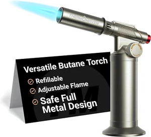 Metal Butane Torch, Kitchen Torch Lighter, Refillable Cooking Blow Torch, Fit... - Picture 1 of 12