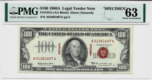 UNITED STATES AMERICA 100 DOLLARS FR-1551s 1966 Rare SPECIMEN PMG63 USA UNC NOTE - Picture 1 of 5