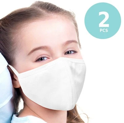 Mascarilla facial pequeña de algodón suave para adolescentes de triple capa reutilizable lavable 2 piezas  Foto 1 de 4