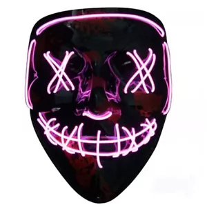 NEW Party Masks Purge Mask Light Up Neon Glow In The Dark Rave Halloween Cospaly - Picture 1 of 37