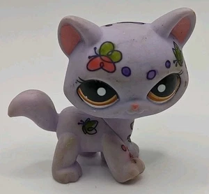 Littlest Pet Shop Katze lila Deko Art Gen 3 Schmetterlingsdruck Mini Figur Puppe  - Bild 1 von 5