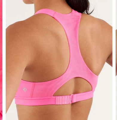  Lululemon Run Hook Me Up Bra Pinkelicious 6 Small Pink Sports Adjustable Top - Image 1 of 4