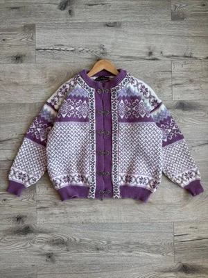 Nordstrikk сделано в Норвегии фиолетовый вязаный шерсти кардиган металлический застежки женщин M - Изображение 1 из 4