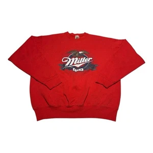 Vintage Miller Beer Sweatshirt Mens XL Red Pullover Crewneck 90s Retro Classic - Picture 1 of 11