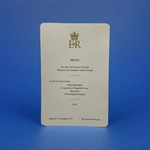 Menu petit déjeuner royal pour invités de mariage de la princesse Anne au palais de Buckingham 1973 - Photo 1/2