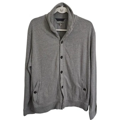 Suéter Ted Baker Para Hombres XXL (6) Gris Cuello Chal Cárdigan Botón Bolsillos Delanteros Foto 1 de 4