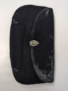 Bolso sin asas vintage de terciopelo con cierre de botón de diamantes de imitación 8" x 4,5" A301 - Imagen 1 de 6