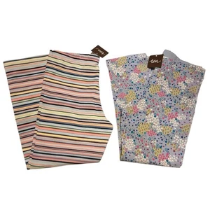 (2) Tea Collection Capri Leggings Size 12 NEW Striped Floral Geometric Pattern - Picture 1 of 4