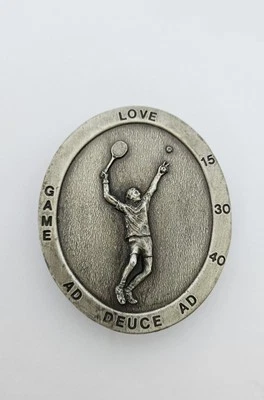 VTG Love Tennis Racket Belt Buckle. Bergamot Brass Works 1977. Tennis Lover Gift - Image 1 of 4