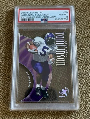 2013 Fleer Retro Ladainian Tomlinson EX Century Credentials /10 PSA 8 TCU POP 1 - Image 1 of 2
