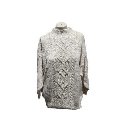 Suéter Pullover Tejido con Cable Crema The Limited Grueso Tejido Cuello Simulado Acogedor Grande Foto 1 de 4