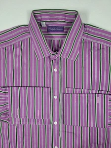 Ralph Lauren Purple Label Dress Shirt Men's 16.5 Striped Italy Made French Cuff - Picture 1 of 9