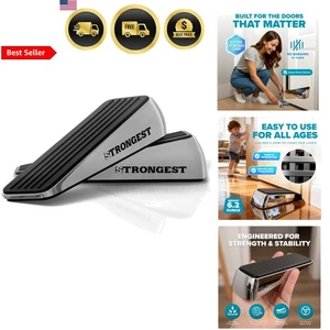 Heavy Duty Door Stopper Wedge Non Slip Rubber Metal for Heavy Doors 2 Pack - Picture 1 of 10