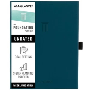 AT A GLANCE Foundation Weekly Monthly Planner Hardcover Undated Blue 5.5 x 8.5 - Picture 1 of 12