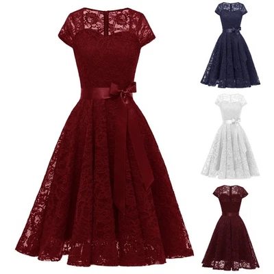 Womens Vintage Swing Dress Weddings Cocktail Prom Party Lace Bridesmaids SIZE uk - Image 1 of 4