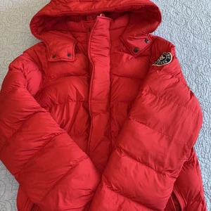 Abercrombie & Fitch Women's Large Red Puffer Down Jacket Coat - Picture 1 of 10